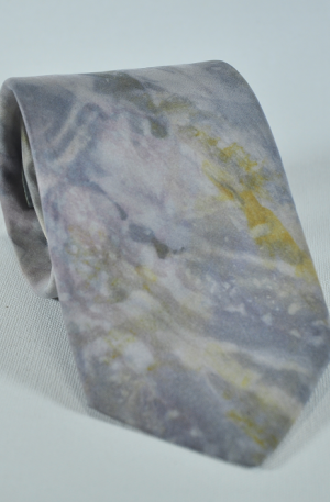 grey neck tie with amber highlights